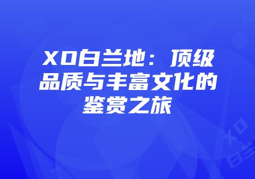 XO白兰地：顶级品质与丰富文化的鉴赏之旅