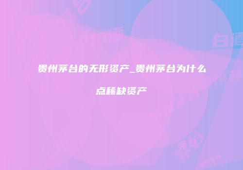 贵州茅台的无形资产_贵州茅台为什么点稀缺资产