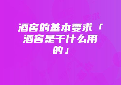 酒窖的基本要求「酒窖是干什么用的」