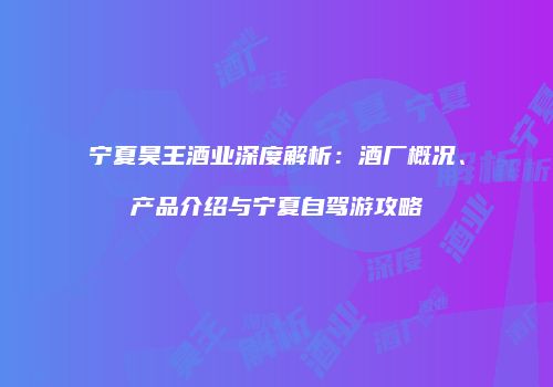 宁夏昊王酒业深度解析：酒厂概况、产品介绍与宁夏自驾游攻略