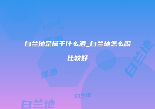 白兰地是属于什么酒_白兰地怎么喝比较好