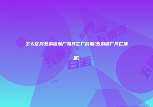 怎么区别五粮液总厂和其它厂的酒(五粮液厂其它酒名)