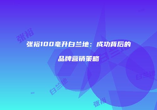 张裕100毫升白兰地：成功背后的品牌营销策略