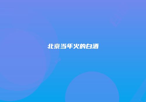 北京当年火的白酒