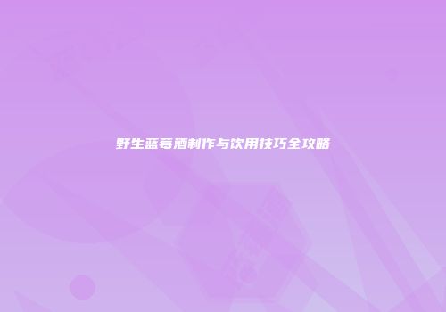 野生蓝莓酒制作与饮用技巧全攻略