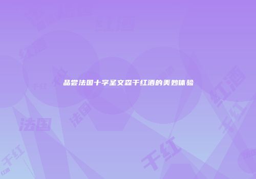 品尝法国十字圣文森干红酒的美妙体验