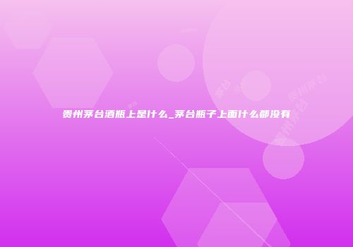 贵州茅台酒瓶上是什么_茅台瓶子上面什么都没有