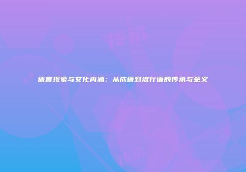 语言现象与文化内涵：从成语到流行语的传承与意义