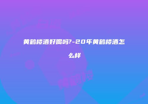 黄鹤楼酒好喝吗?-20年黄鹤楼酒怎么样