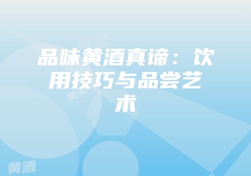 品味黄酒真谛：饮用技巧与品尝艺术