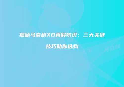 揭秘马爹利XO真假辨识：三大关键技巧助你选购