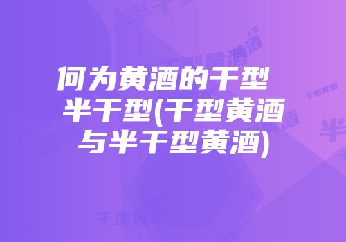 何为黄酒的干型 半干型(干型黄酒与半干型黄酒)
