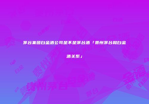茅台集团白金酒公司是不是茅台酒「贵州茅台和白金酒关系」