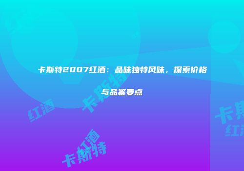 卡斯特2007红酒：品味独特风味，探索价格与品鉴要点