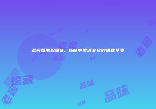 老窖精酿珍藏9，品味中国酒文化的极致享受