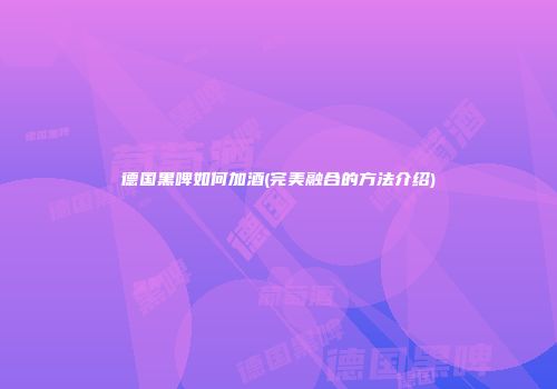 德国黑啤如何加酒(完美融合的方法介绍)