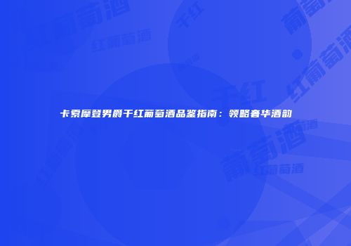 卡索摩登男爵干红葡萄酒品鉴指南：领略奢华酒韵