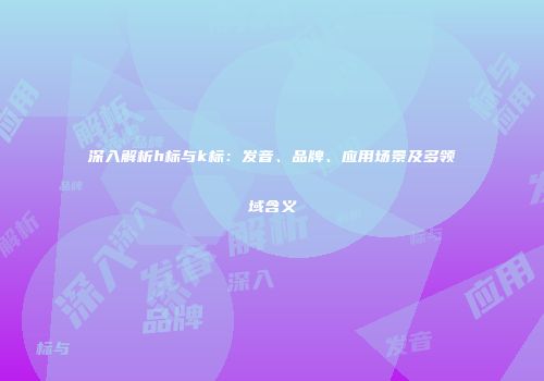 深入解析h标与k标：发音、品牌、应用场景及多领域含义