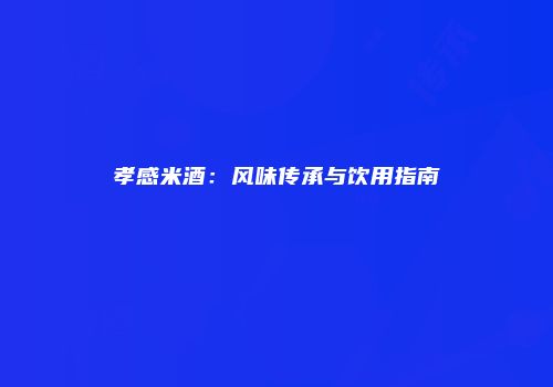 孝感米酒：风味传承与饮用指南