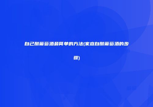 自己酿葡萄酒最简单的方法(家庭自酿葡萄酒的步骤)