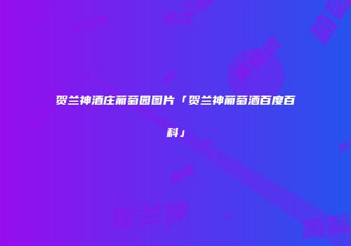 贺兰神酒庄葡萄园图片「贺兰神葡萄酒百度百科」