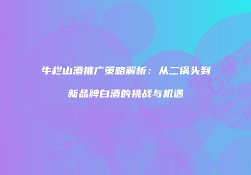 牛栏山酒推广策略解析：从二锅头到新品牌白酒的挑战与机遇