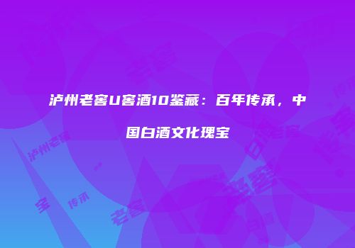 泸州老窖U窖酒10鉴藏：百年传承，中国白酒文化瑰宝