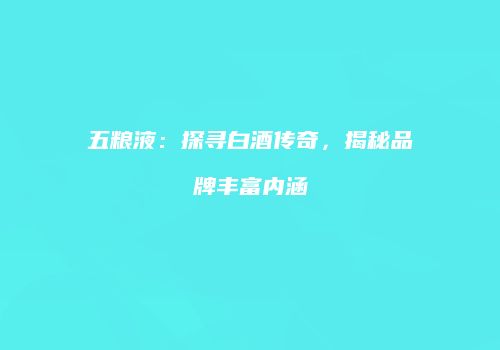 五粮液：探寻白酒传奇，揭秘品牌丰富内涵