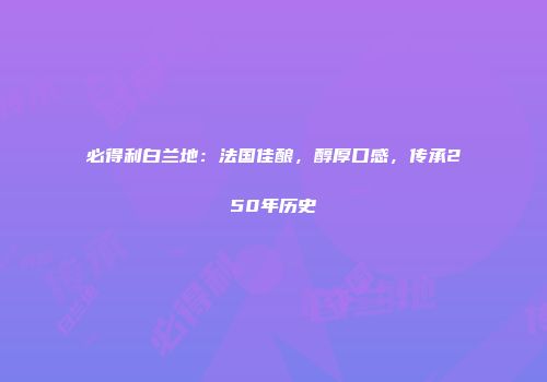 必得利白兰地：法国佳酿，醇厚口感，传承250年历史