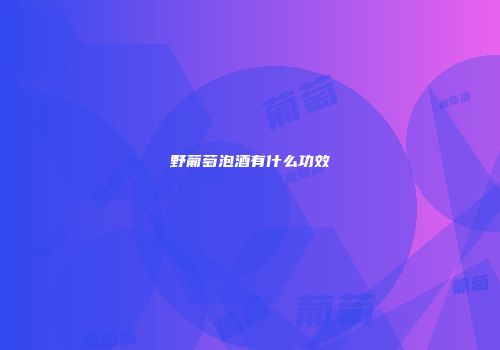 野葡萄泡酒有什么功效