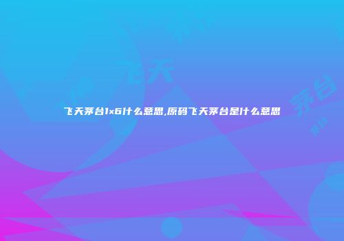飞天茅台1×6什么意思,原码飞天茅台是什么意思