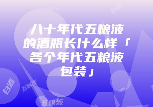 八十年代五粮液的酒瓶长什么样「各个年代五粮液包装」