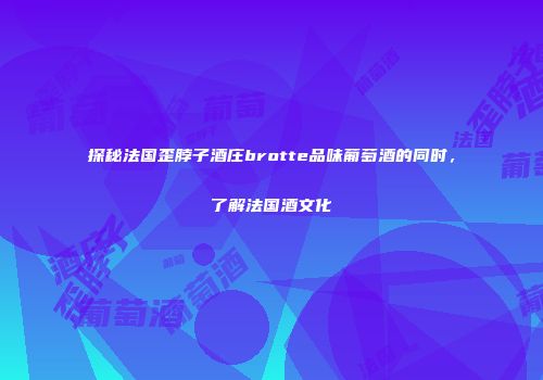 探秘法国歪脖子酒庄brotte品味葡萄酒的同时，了解法国酒文化