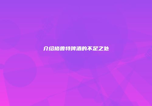 介绍格鲁特啤酒的不足之处