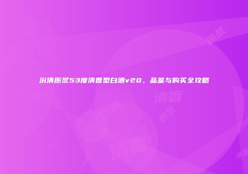 汾清原浆53度清香型白酒v20，品鉴与购买全攻略
