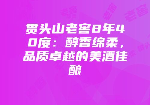 贯头山老窖8年40度：醇香绵柔，品质卓越的美酒佳酿