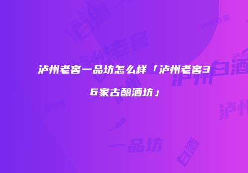 泸州老窖一品坊怎么样「泸州老窖36家古酿酒坊」