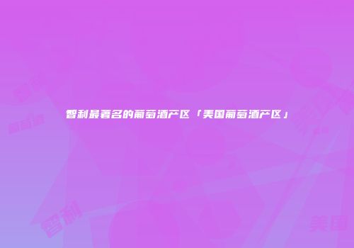 智利最著名的葡萄酒产区「美国葡萄酒产区」