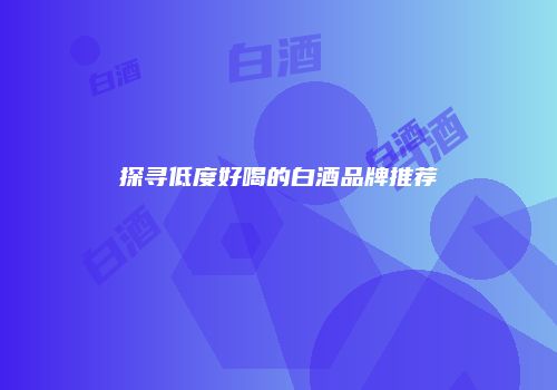 探寻低度好喝的白酒品牌推荐