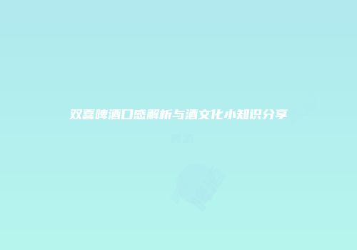 双喜啤酒口感解析与酒文化小知识分享