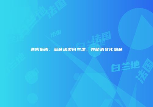 选购指南：品味法国白兰地，领略酒文化韵味