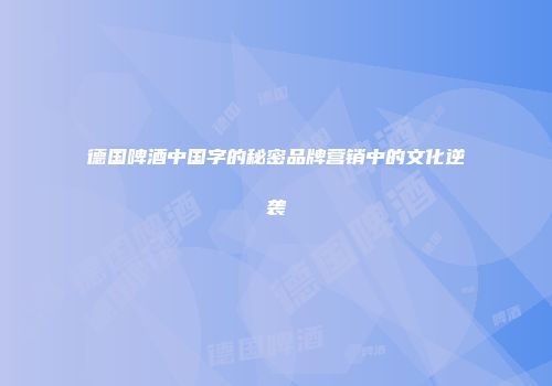 德国啤酒中国字的秘密品牌营销中的文化逆袭