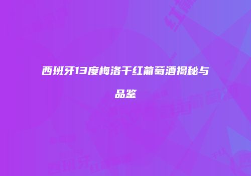 西班牙13度梅洛干红葡萄酒揭秘与品鉴