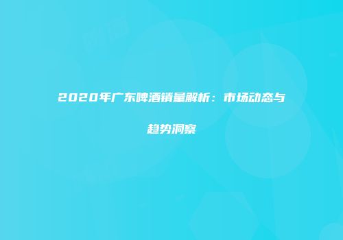 2020年广东啤酒销量解析：市场动态与趋势洞察