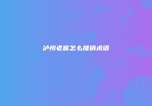 泸州老窖怎么推销术语
