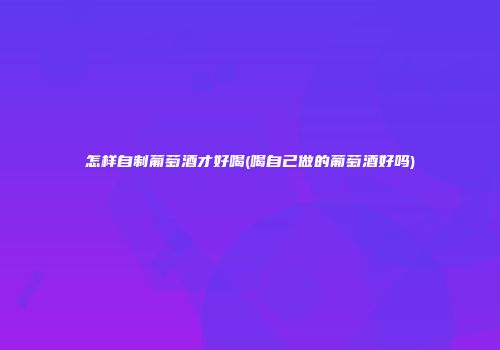 怎样自制葡萄酒才好喝(喝自己做的葡萄酒好吗)