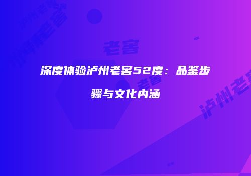 深度体验泸州老窖52度：品鉴步骤与文化内涵