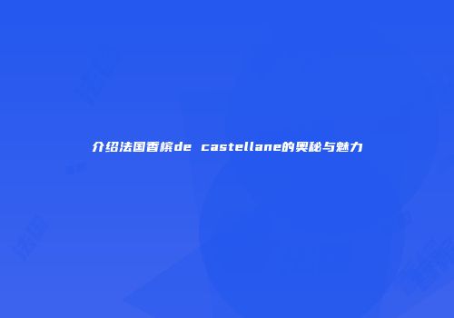 介绍法国香槟de castellane的奥秘与魅力
