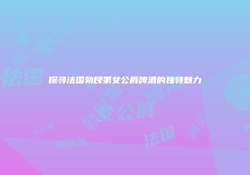 探寻法国勃艮第女公爵啤酒的独特魅力