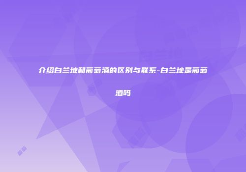 介绍白兰地和葡萄酒的区别与联系-白兰地是葡萄酒吗